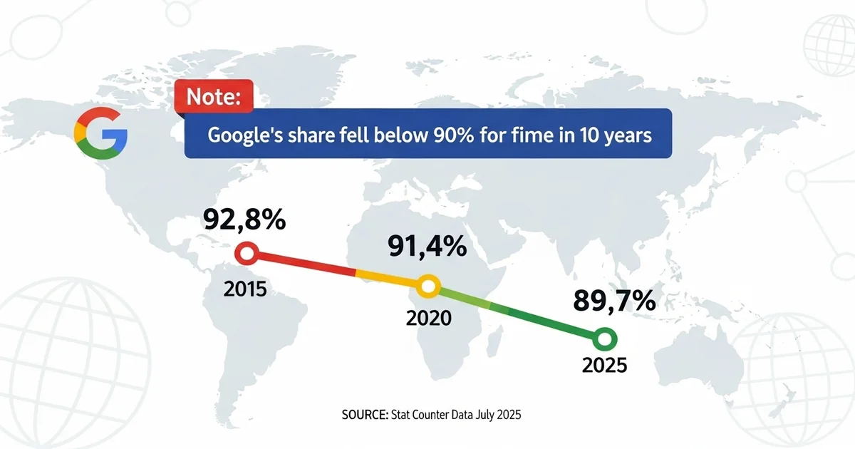 Google का सर्च शेयर (2015-2025)