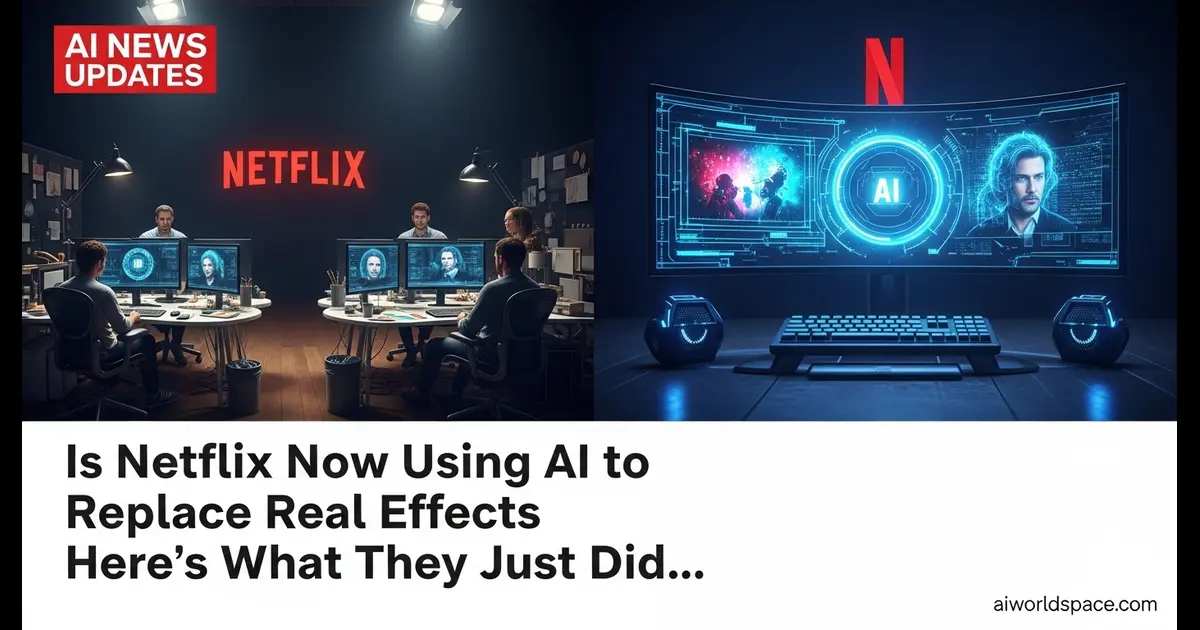 AI-generated visual effects being reviewed on a Netflix show production set