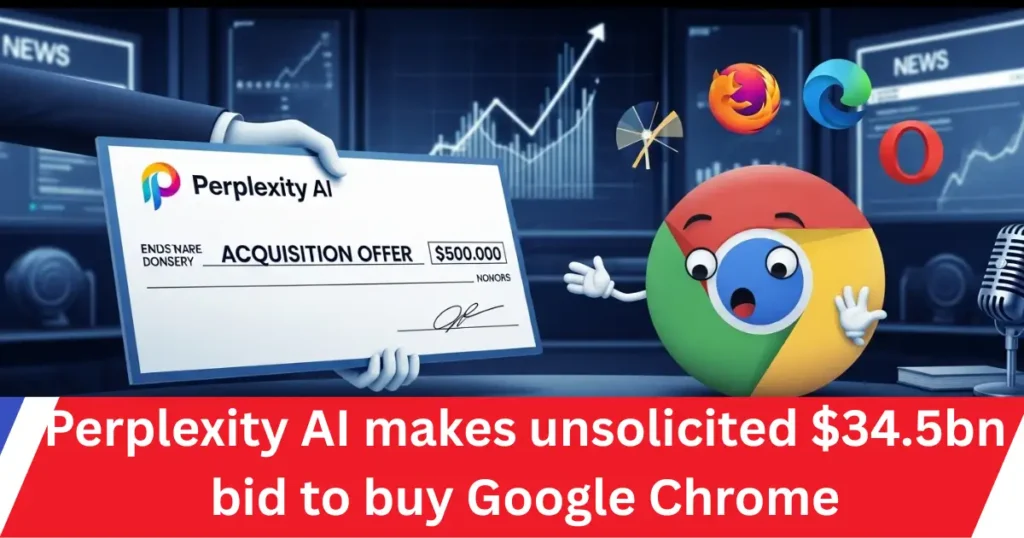 perplexity ai google chrome acquisition, $34.5 billion bid