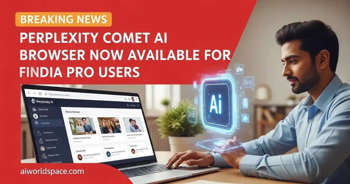 Indian user browsing with Perplexity AI Comet browser, viewing AI-powered search results and summaries