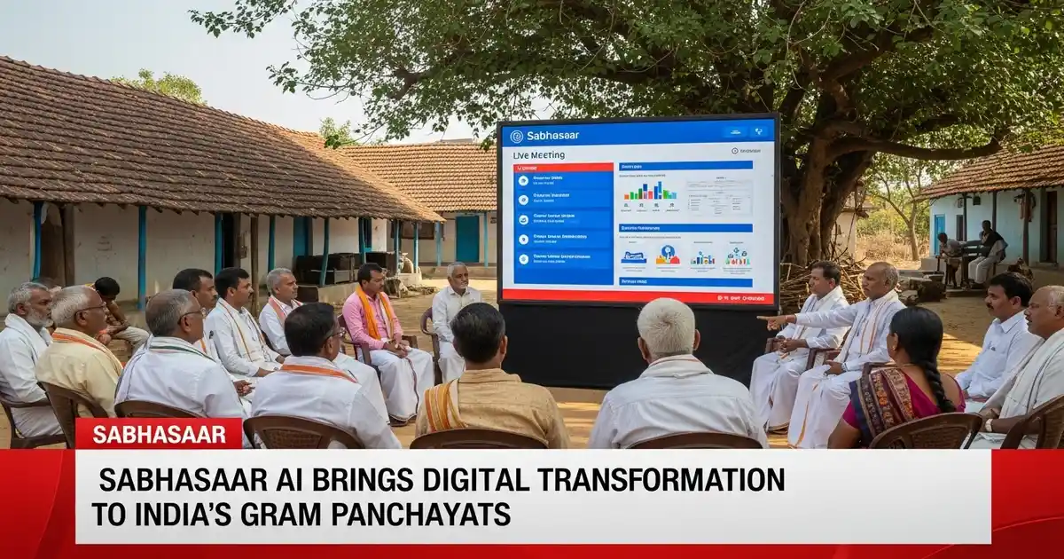 Rural villagers and Panchayat members using the AI tool Sabhasaar for digital governance