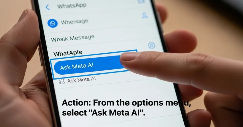 From the menu options, select the ‘Ask Meta AI’ shortcut.