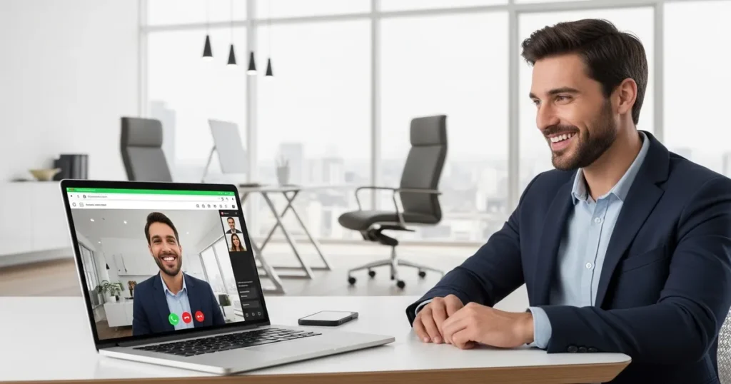 WhatsApp AI-generated office background on video call