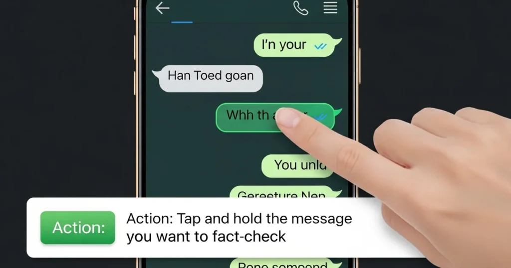 Tap and hold the message you want to fact-check.