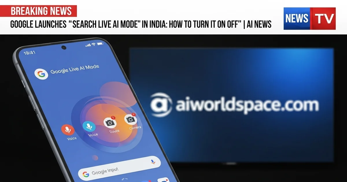Google Search Live AI Mode interface with voice and camera input options on smartphone