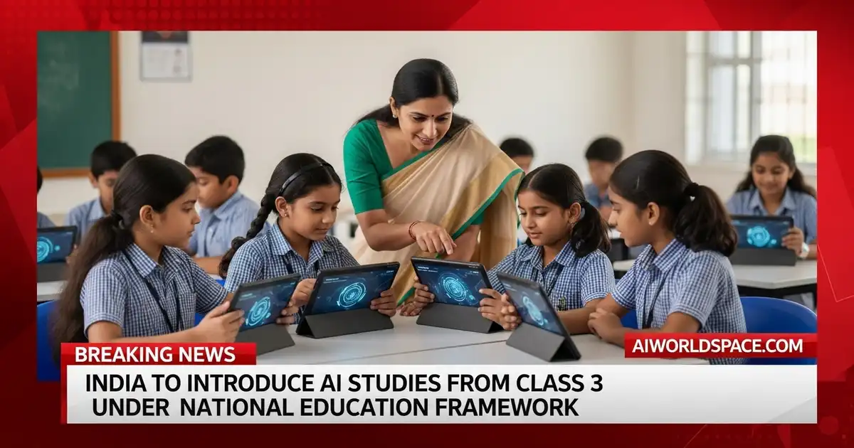 Indian schoolchildren learning Artificial Intelligence concepts using digital tools in a smart classroom environment.